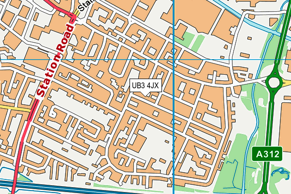 UB3 4JX map - OS VectorMap District (Ordnance Survey)