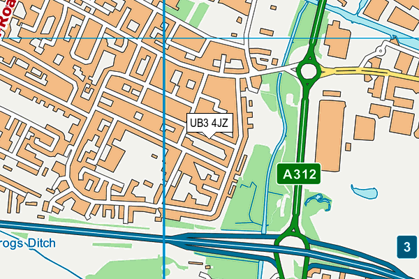 UB3 4JZ map - OS VectorMap District (Ordnance Survey)