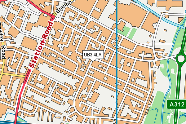 UB3 4LA map - OS VectorMap District (Ordnance Survey)