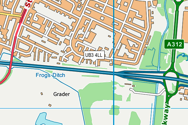 UB3 4LL map - OS VectorMap District (Ordnance Survey)