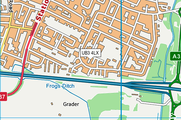 UB3 4LX map - OS VectorMap District (Ordnance Survey)