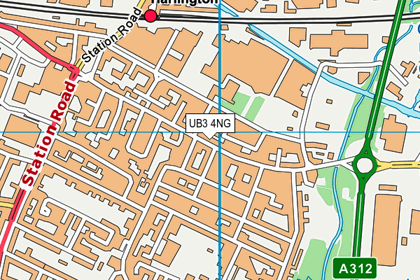 UB3 4NG map - OS VectorMap District (Ordnance Survey)