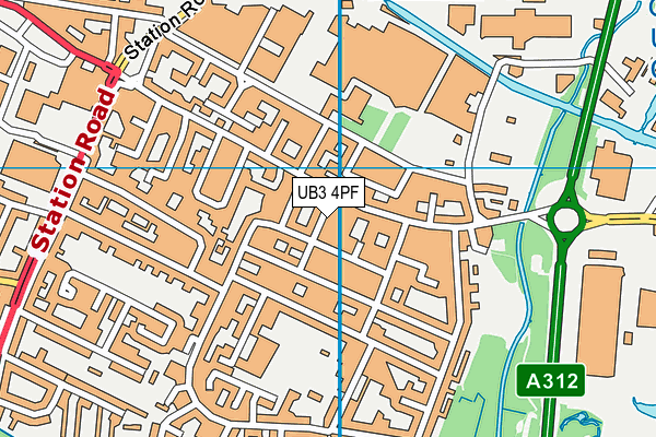 UB3 4PF map - OS VectorMap District (Ordnance Survey)