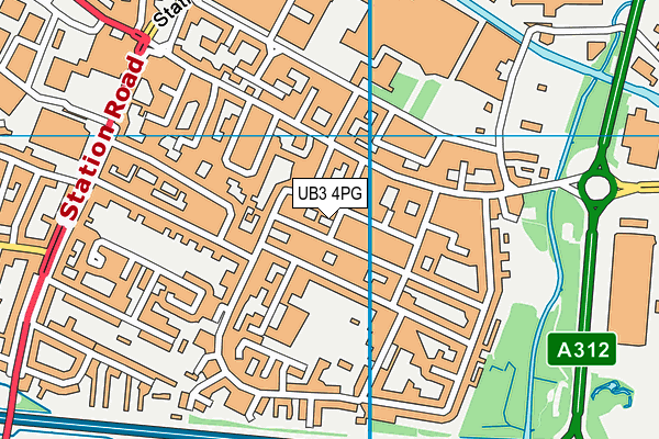 UB3 4PG map - OS VectorMap District (Ordnance Survey)