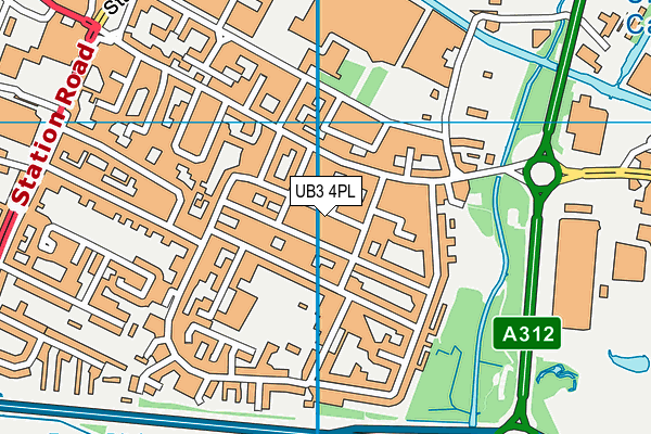 UB3 4PL map - OS VectorMap District (Ordnance Survey)