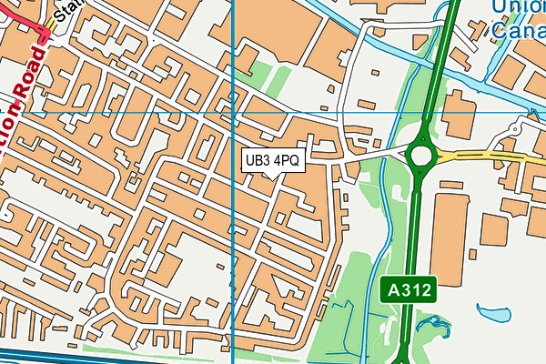 UB3 4PQ map - OS VectorMap District (Ordnance Survey)