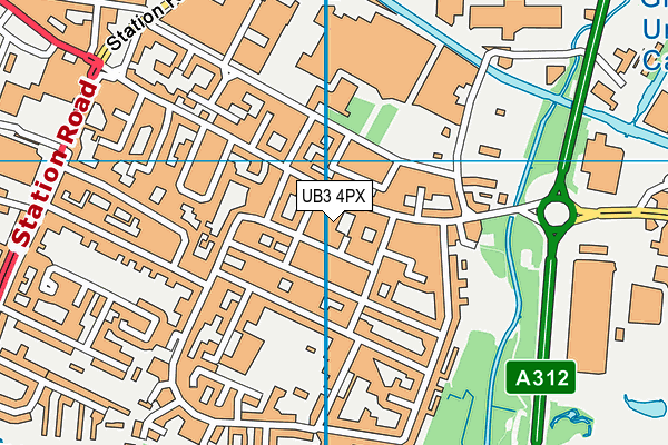 UB3 4PX map - OS VectorMap District (Ordnance Survey)