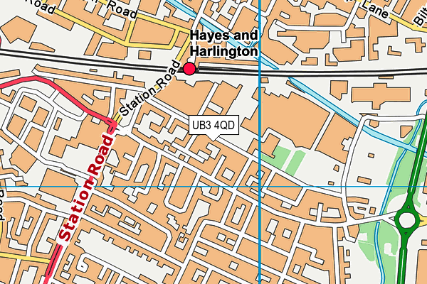 UB3 4QD map - OS VectorMap District (Ordnance Survey)