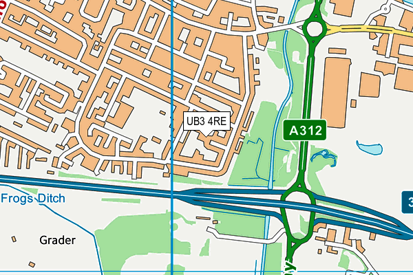 UB3 4RE map - OS VectorMap District (Ordnance Survey)