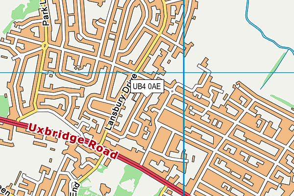 UB4 0AE map - OS VectorMap District (Ordnance Survey)