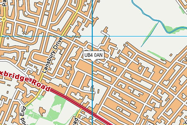 UB4 0AN map - OS VectorMap District (Ordnance Survey)