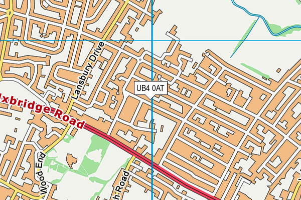 UB4 0AT map - OS VectorMap District (Ordnance Survey)