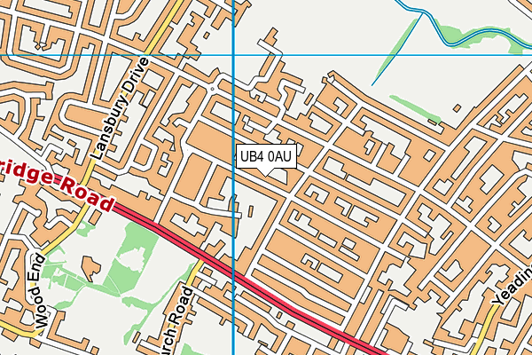 UB4 0AU map - OS VectorMap District (Ordnance Survey)