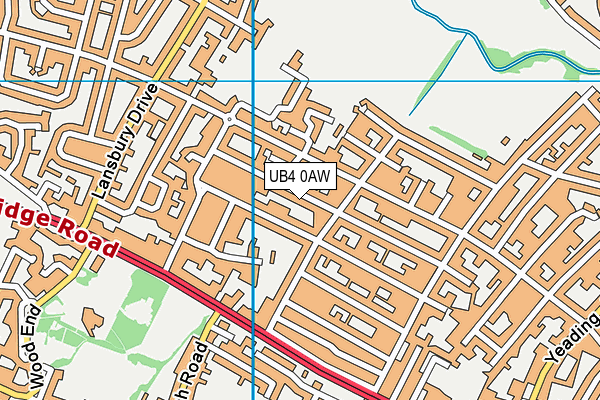 UB4 0AW map - OS VectorMap District (Ordnance Survey)