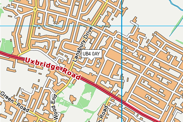 UB4 0AY map - OS VectorMap District (Ordnance Survey)