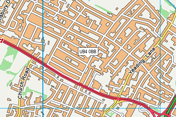 UB4 0BB map - OS VectorMap District (Ordnance Survey)