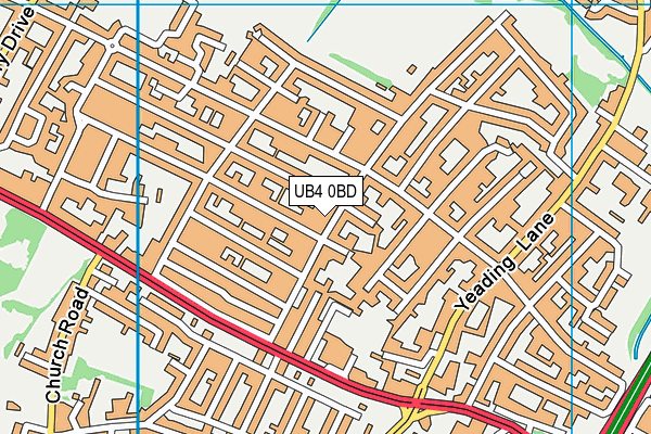 UB4 0BD map - OS VectorMap District (Ordnance Survey)
