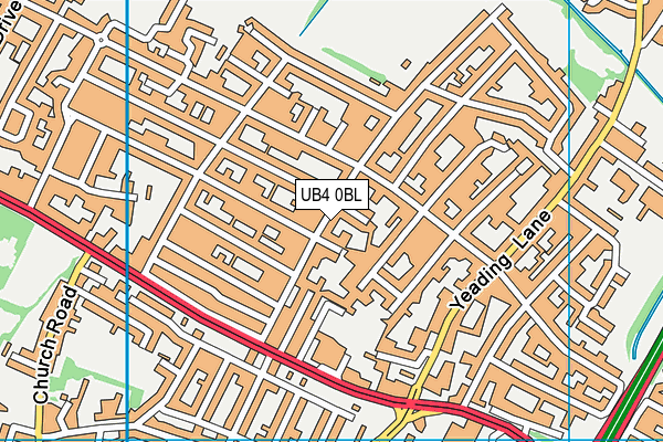 UB4 0BL map - OS VectorMap District (Ordnance Survey)