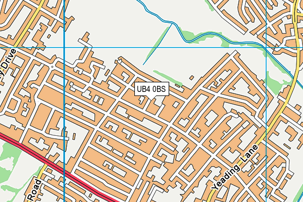 UB4 0BS map - OS VectorMap District (Ordnance Survey)