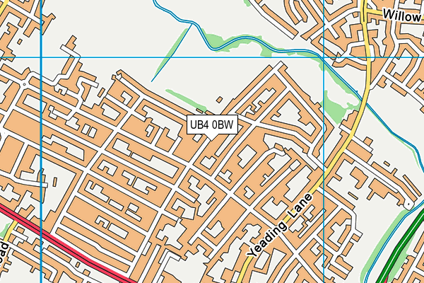 UB4 0BW map - OS VectorMap District (Ordnance Survey)