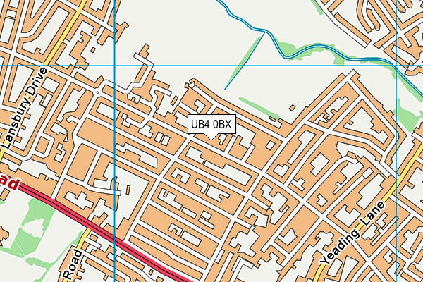 UB4 0BX map - OS VectorMap District (Ordnance Survey)