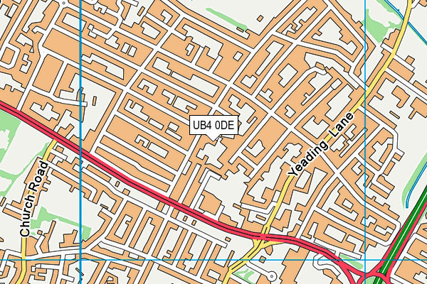 UB4 0DE map - OS VectorMap District (Ordnance Survey)