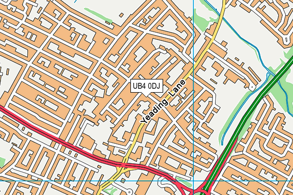 UB4 0DJ map - OS VectorMap District (Ordnance Survey)