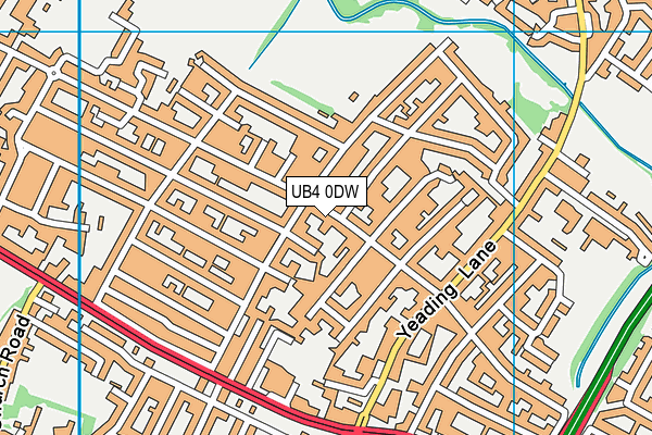UB4 0DW map - OS VectorMap District (Ordnance Survey)