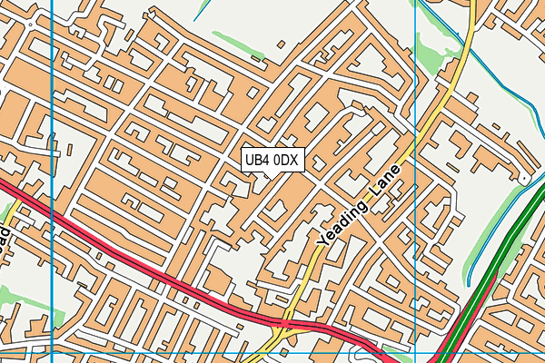 UB4 0DX map - OS VectorMap District (Ordnance Survey)