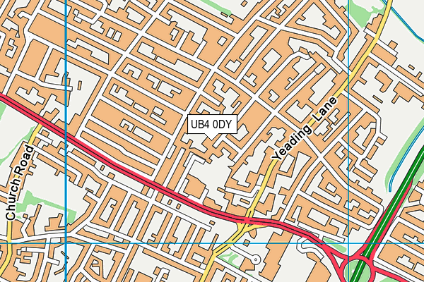 UB4 0DY map - OS VectorMap District (Ordnance Survey)