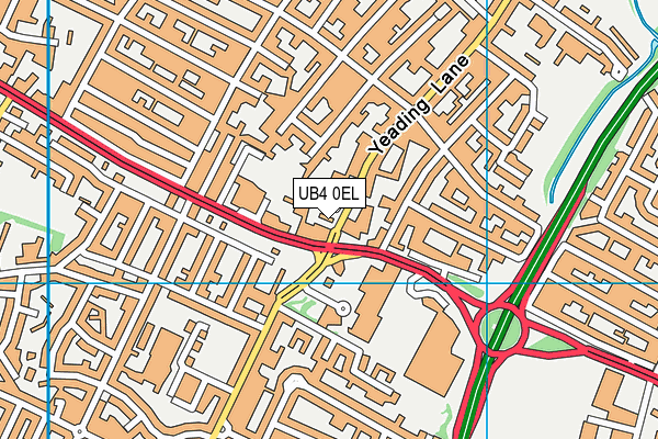 UB4 0EL map - OS VectorMap District (Ordnance Survey)