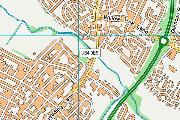 UB4 0ES map - OS VectorMap District (Ordnance Survey)