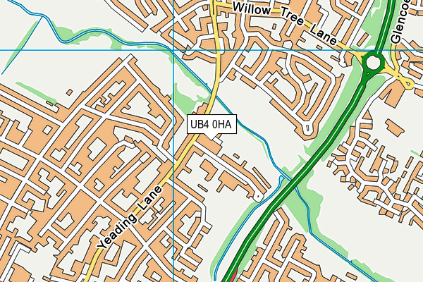 UB4 0HA map - OS VectorMap District (Ordnance Survey)