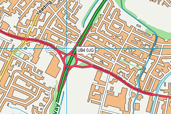 UB4 0JG map - OS VectorMap District (Ordnance Survey)