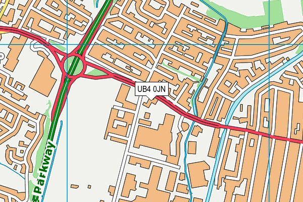 UB4 0JN map - OS VectorMap District (Ordnance Survey)