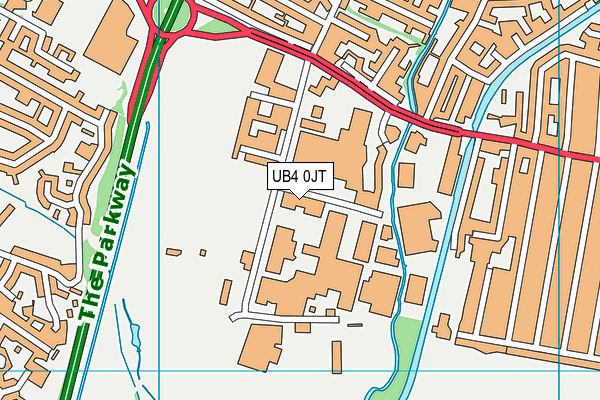 UB4 0JT map - OS VectorMap District (Ordnance Survey)