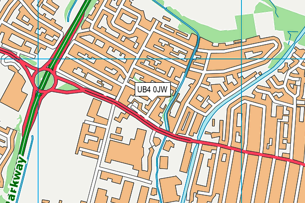 UB4 0JW map - OS VectorMap District (Ordnance Survey)