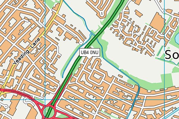 UB4 0NU map - OS VectorMap District (Ordnance Survey)