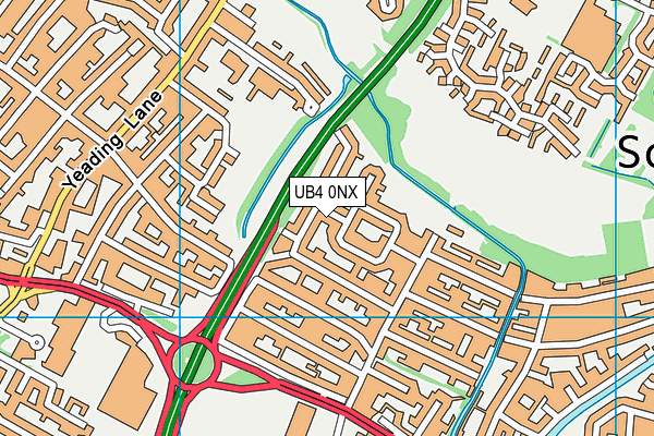 UB4 0NX map - OS VectorMap District (Ordnance Survey)