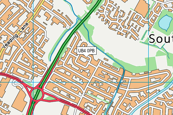 UB4 0PB map - OS VectorMap District (Ordnance Survey)
