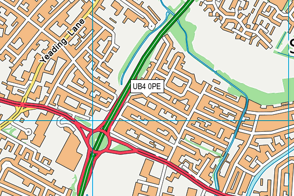 UB4 0PE map - OS VectorMap District (Ordnance Survey)
