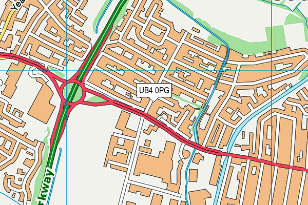 UB4 0PG map - OS VectorMap District (Ordnance Survey)