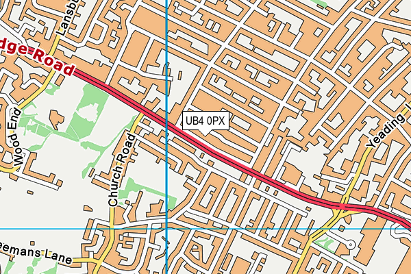 UB4 0PX map - OS VectorMap District (Ordnance Survey)