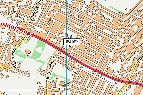 UB4 0PY map - OS VectorMap District (Ordnance Survey)