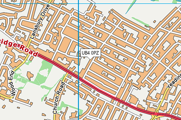UB4 0PZ map - OS VectorMap District (Ordnance Survey)