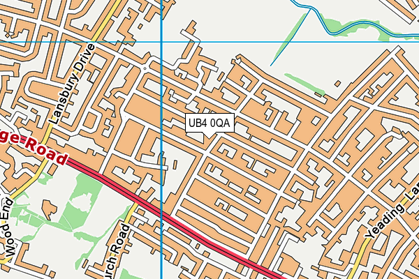 UB4 0QA map - OS VectorMap District (Ordnance Survey)