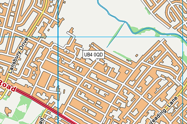 UB4 0QD map - OS VectorMap District (Ordnance Survey)