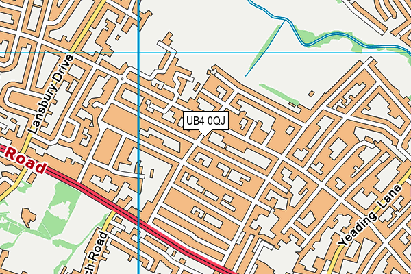 UB4 0QJ map - OS VectorMap District (Ordnance Survey)