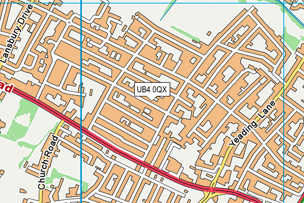 UB4 0QX map - OS VectorMap District (Ordnance Survey)