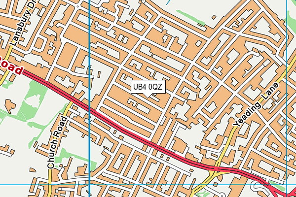 UB4 0QZ map - OS VectorMap District (Ordnance Survey)